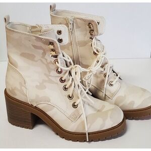 MAKALU Boots Rockie 7M NWT Textile Upper Camo Boots Lace Up Cream Combat Style